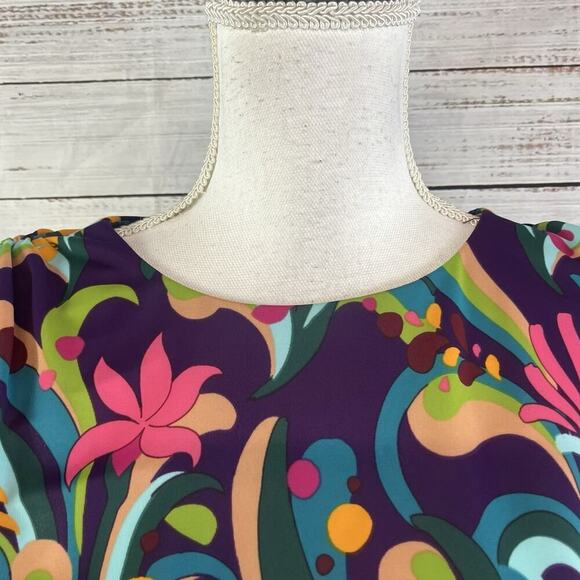 INC International Concepts Blouse Top size Small Pink Purple Floral Retro Hippie - Picture 4 of 9